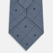 Pale And Navy Concentric Diamond Printed Silk Tie