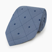 Pale And Navy Concentric Diamond Printed Silk Tie
