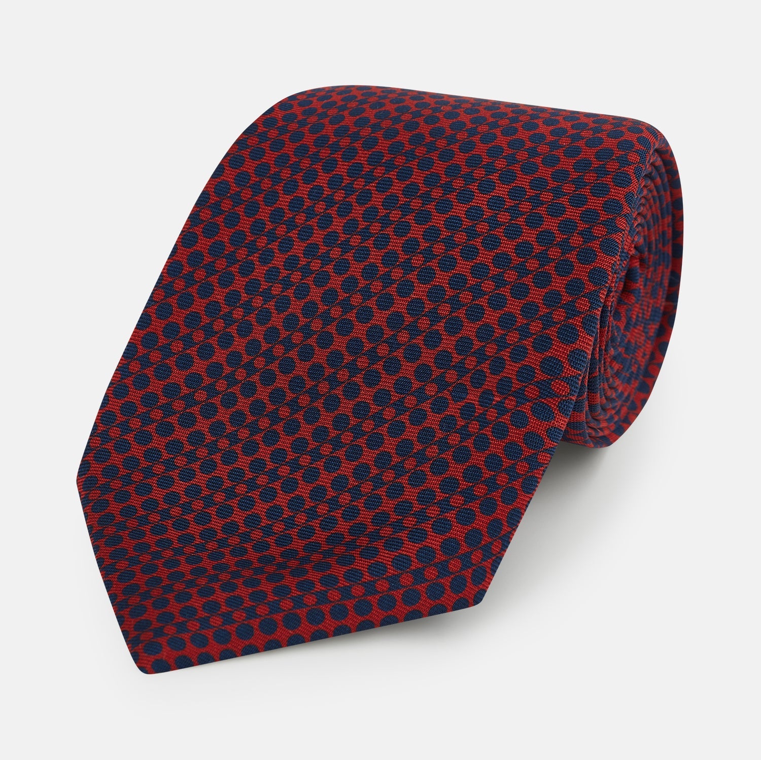 Red Micro Dot Bar Printed Silk Tie