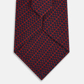 Red Micro Dot Bar Printed Silk Tie