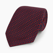 Red Micro Dot Bar Printed Silk Tie