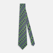 And Green Medallion Bar Printed Silk Tie