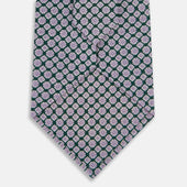 Purple And Forest Green Rosette Medallion Printed Slik Tie