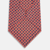Tulip Red And Blue Rosette Medallion Printed Slik Tie