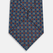 Azzurro Contrasting Rosette Medallion Printed Silk Tie