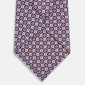 And Avio Blue Abstract Quatrefoil Foulard Printed Silk Tie
