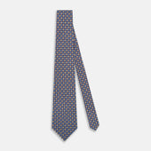Tulip Red And Blue Abstract Quatrefoil Foulard Printed Silk Tie