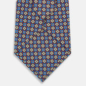 Tulip Red And Blue Abstract Quatrefoil Foulard Printed Silk Tie