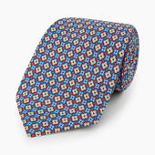 Tulip Red And Blue Abstract Quatrefoil Foulard Printed Silk Tie