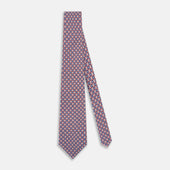 Red And Blue Abstract Quatrefoil Foulard Printed Silk Tie