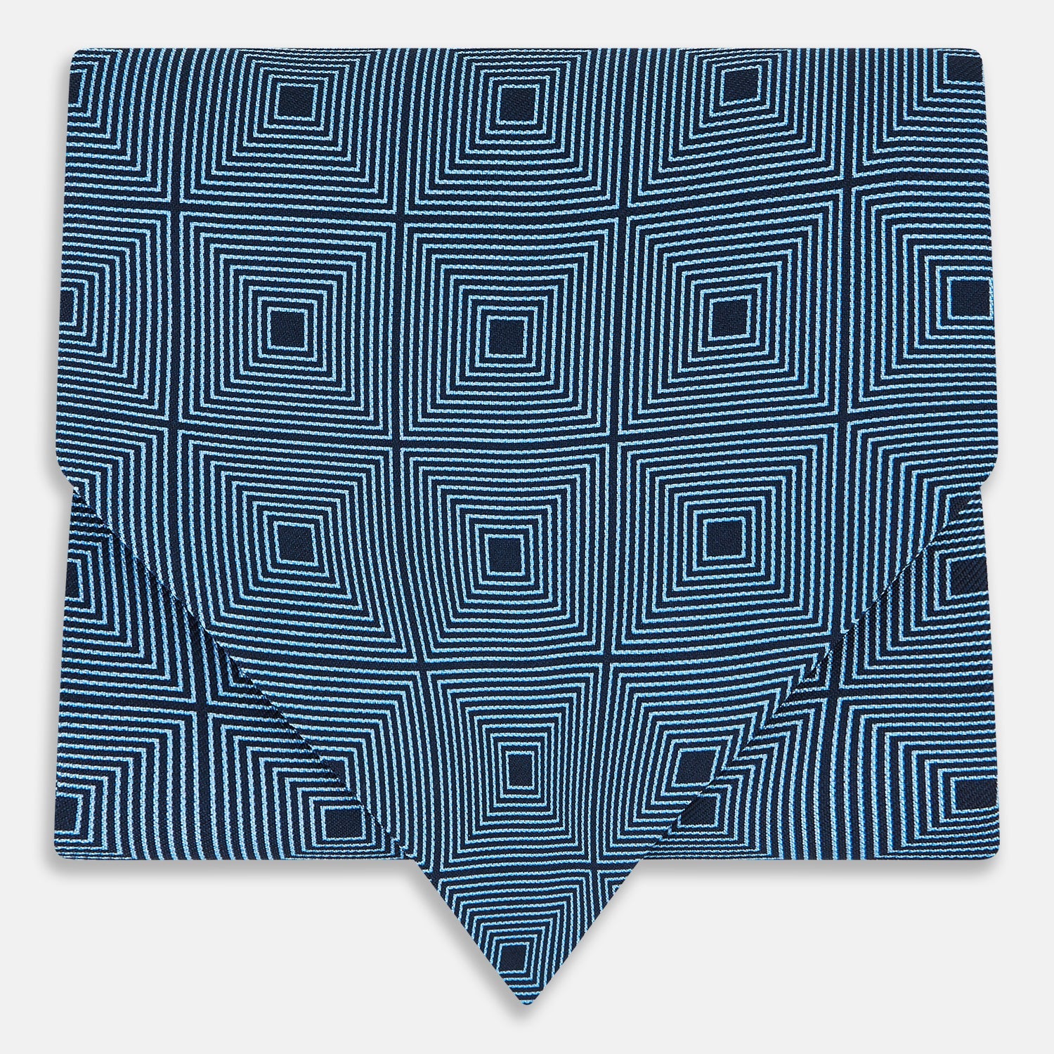 Blue and Navy Concentric Square Printed Silk Cravat