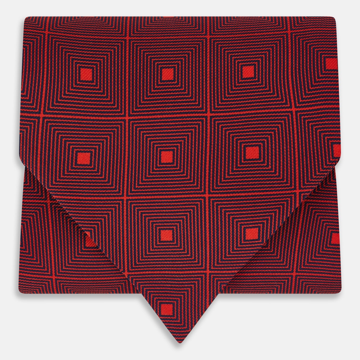 Tulip Red Concentric Diamond Printed Silk Cravat