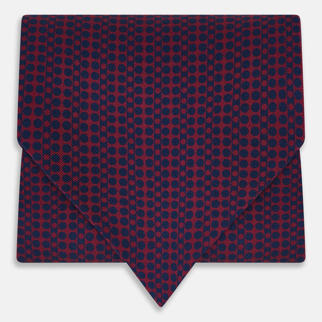 Burgundy Micro-Dot Bar Printed Silk Cravat