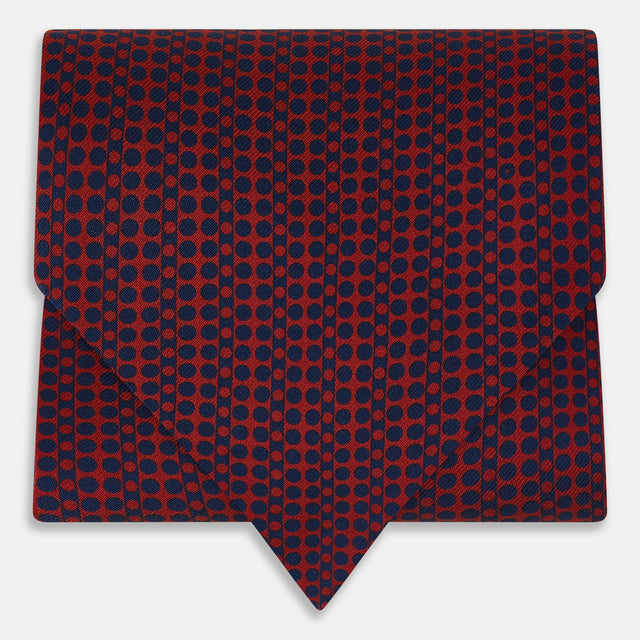 Red Micro-Dot Bar Printed Silk Cravat