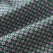 Kelly Green And Pink Abstract Quatrefoil Foulard Printed Silk Cravat