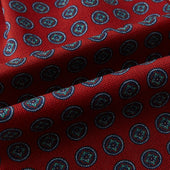 Red Rosette Medallion Printed Silk Cravat