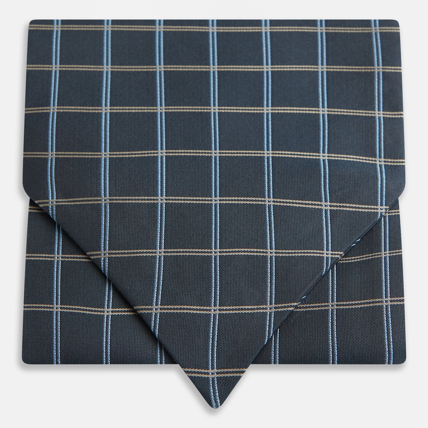 Navy Fine Double Check Silk Cravat