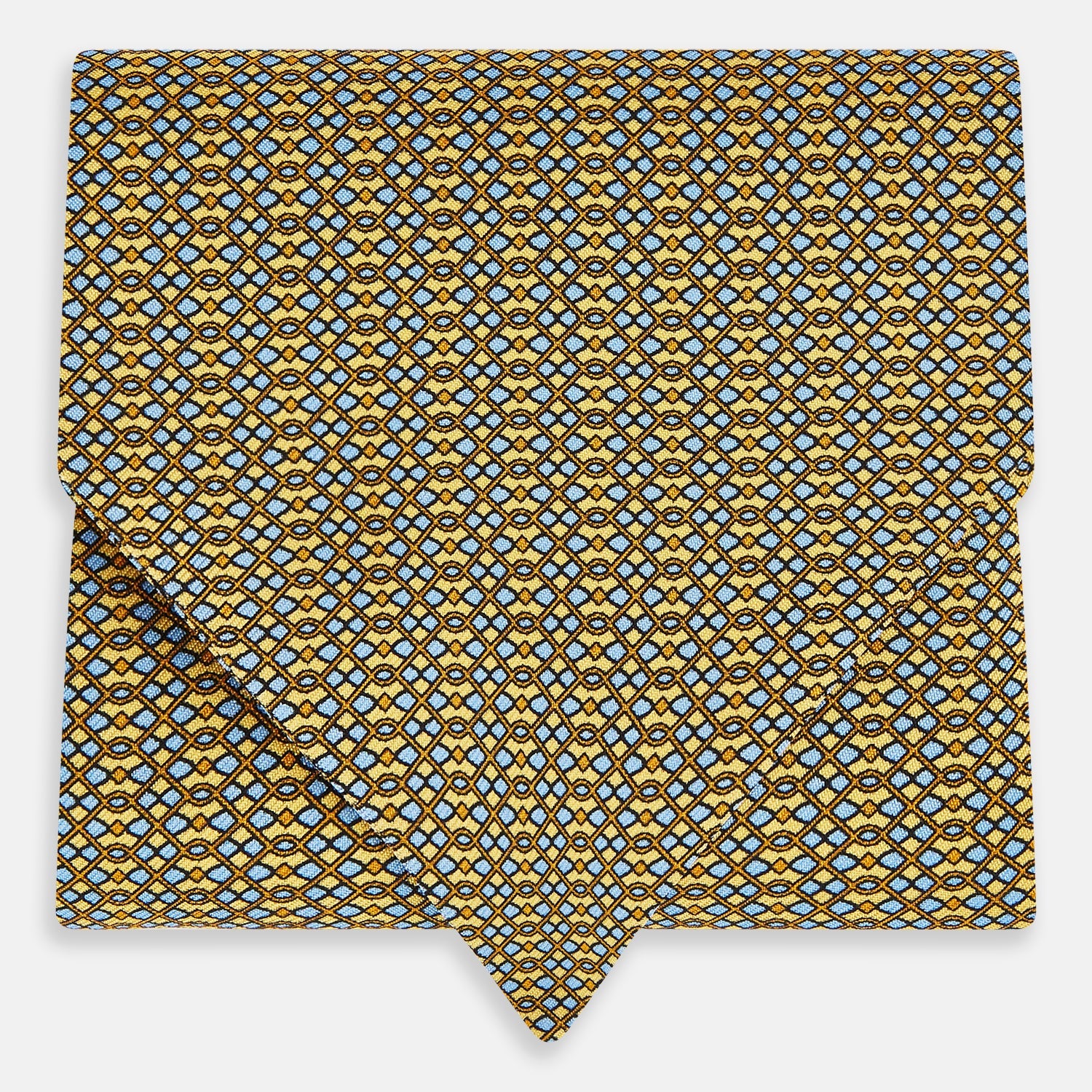 Geometric Lattice Damier Printed Silk Cravat