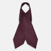 Red Beaded Ticking Stripe Printed Silk Cravat