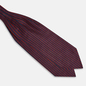 Red Beaded Ticking Stripe Printed Silk Cravat