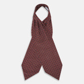 Red Hatched Mosaic Printed Silk Cravat