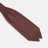 Red Hatched Mosaic Printed Silk Cravat