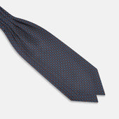 Midnight Blue Contrasting Rosette Medallion Printed Silk Cravat