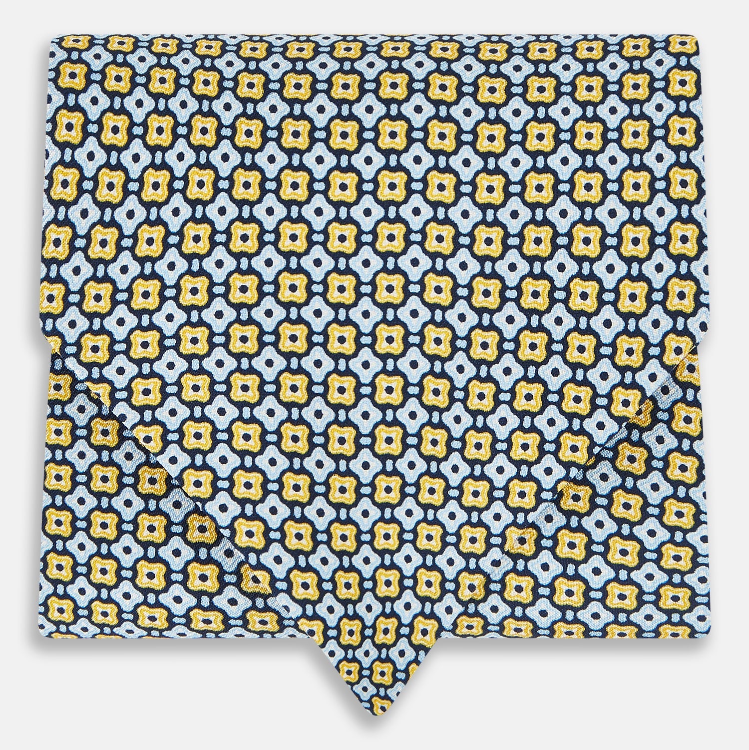 Citrus Abstract Quatrefoil Foulard Printed Silk Cravat