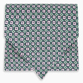 Kelly Green And Pink Abstract Quatrefoil Foulard Printed Silk Cravat