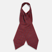 Red Rosette Medallion Printed Silk Cravat