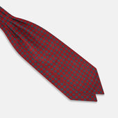 Red Rosette Medallion Printed Silk Cravat