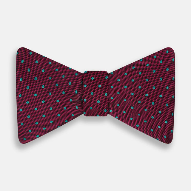 Green and Magenta Spot Silk Bow Tie