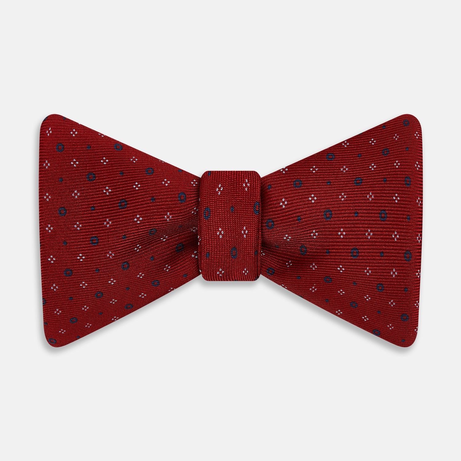 Red Geometric Pin Dot Printed Silk Bow Tie