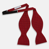 Red Geometric Pin Dot Printed Silk Bow Tie
