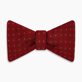 Red Geometric Pin Dot Printed Silk Bow Tie