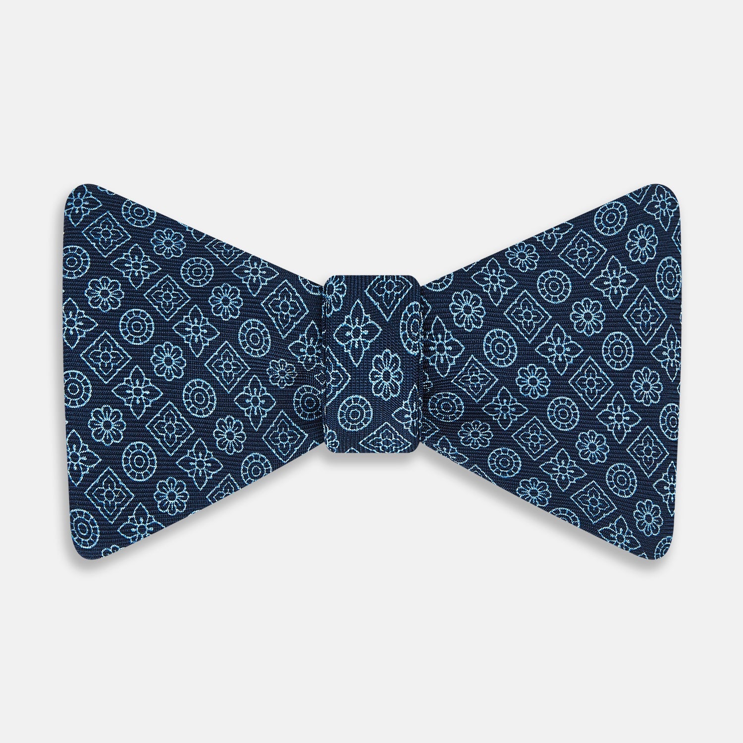 Floral Tile Pattern Printed Silk Bow Tie