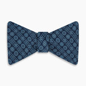 Floral Tile Pattern Printed Silk Bow Tie