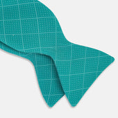 Dotted Check Pattern Printed Silk Bow Tie