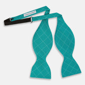 Dotted Check Pattern Printed Silk Bow Tie