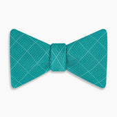 Dotted Check Pattern Printed Silk Bow Tie