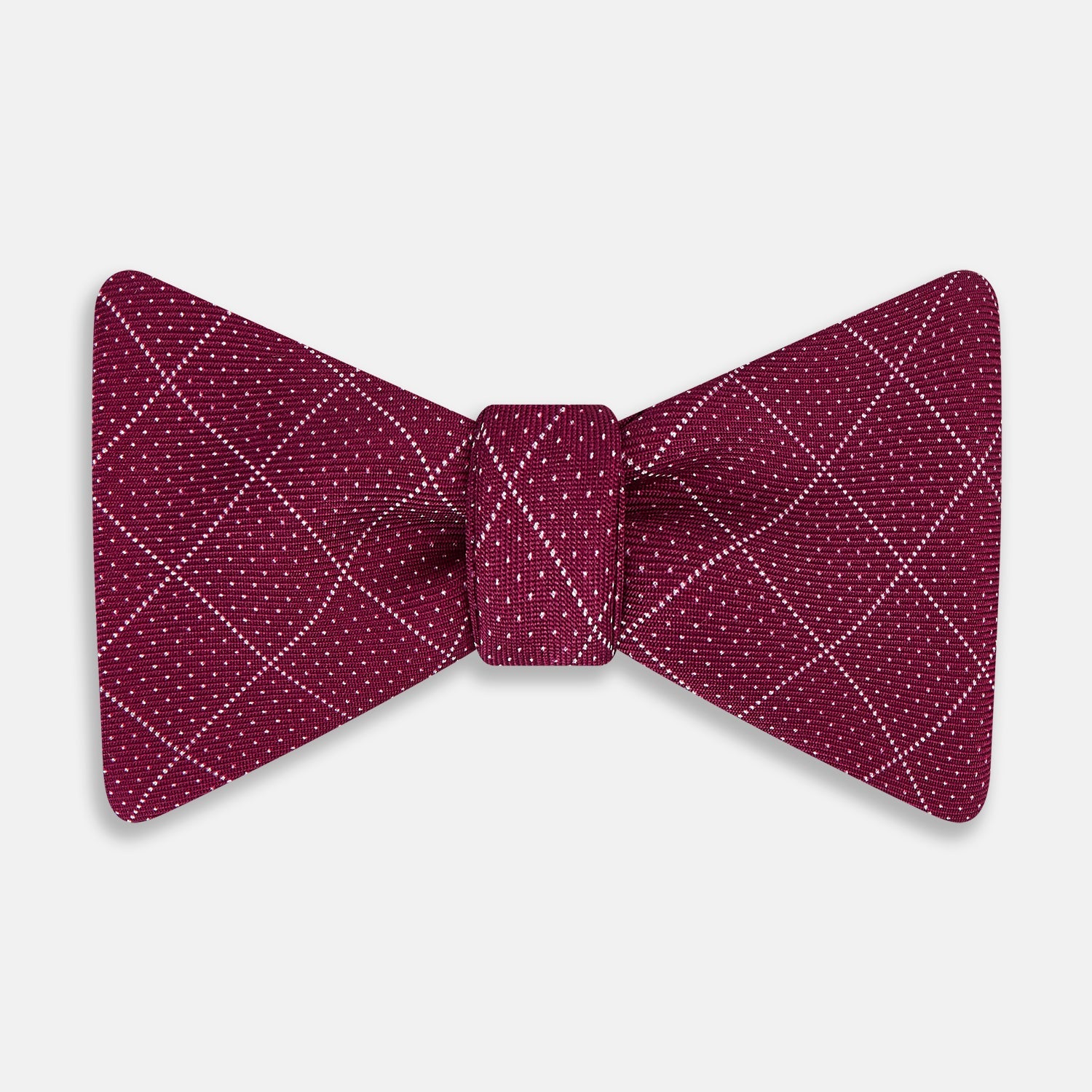 Dotted Check Pattern Printed Silk Bow Tie