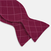 Dotted Check Pattern Printed Silk Bow Tie