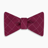 Dotted Check Pattern Printed Silk Bow Tie