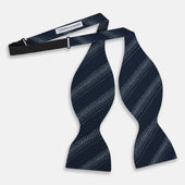 Dotted Stripe Printed Silk Bow Tie
