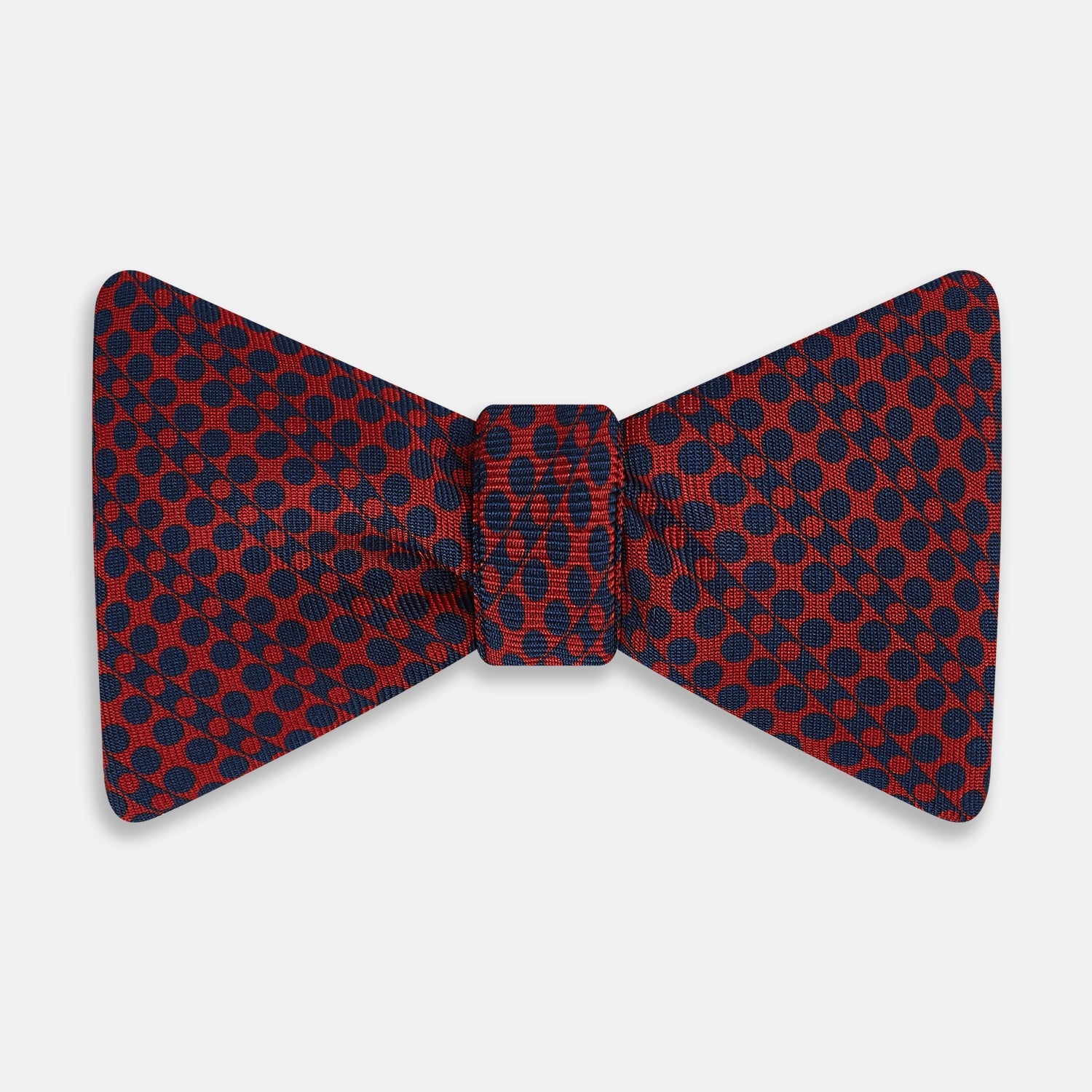 Red Micro Dot Bar Printed Silk Bow Tie