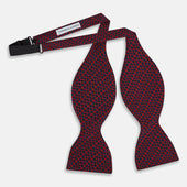 Red Micro Dot Bar Printed Silk Bow Tie