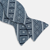 And Grey Medallion Bar Printed Silk Bow Tie