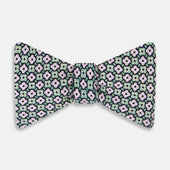 Kelly Green and Pink Abstract Quatrefoil Foulard Printed Silk Bow Tie