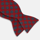 Red Rosette Medallion Printed Silk Bow Tie
