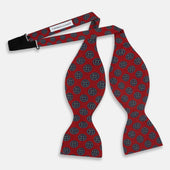 Red Rosette Medallion Printed Silk Bow Tie